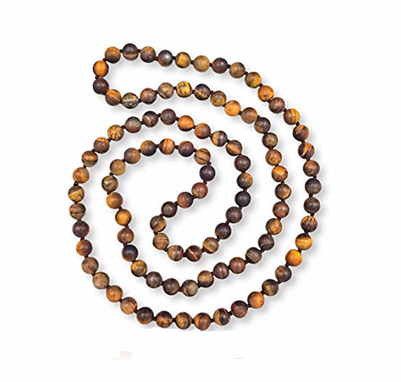 New arrival 8mm Natural Tiger Stone Long Beaded Pra..